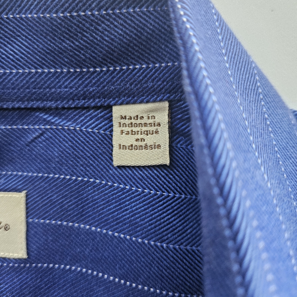 TOMMY BAHAMA Blue Pinstripe Cotton Shirt | SZ 16.5" - Picture 13 of 13